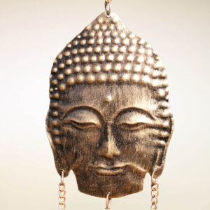 CAMPANA DEL VENTO IN RAME ANTICHIZZATO TESTA DEL BUDDHA