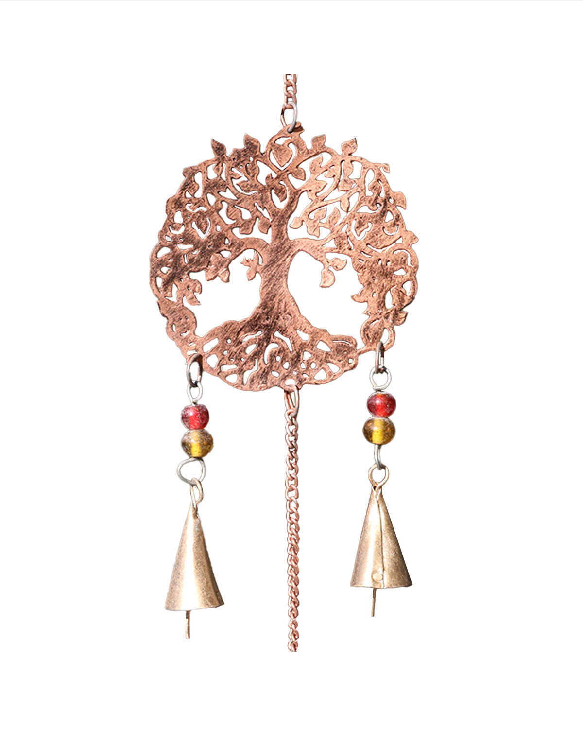 8510_1 CAMPANA DEL VENTO IN RAME ANTICHIZZATO ALBERO DELLA VITA A CASCATA