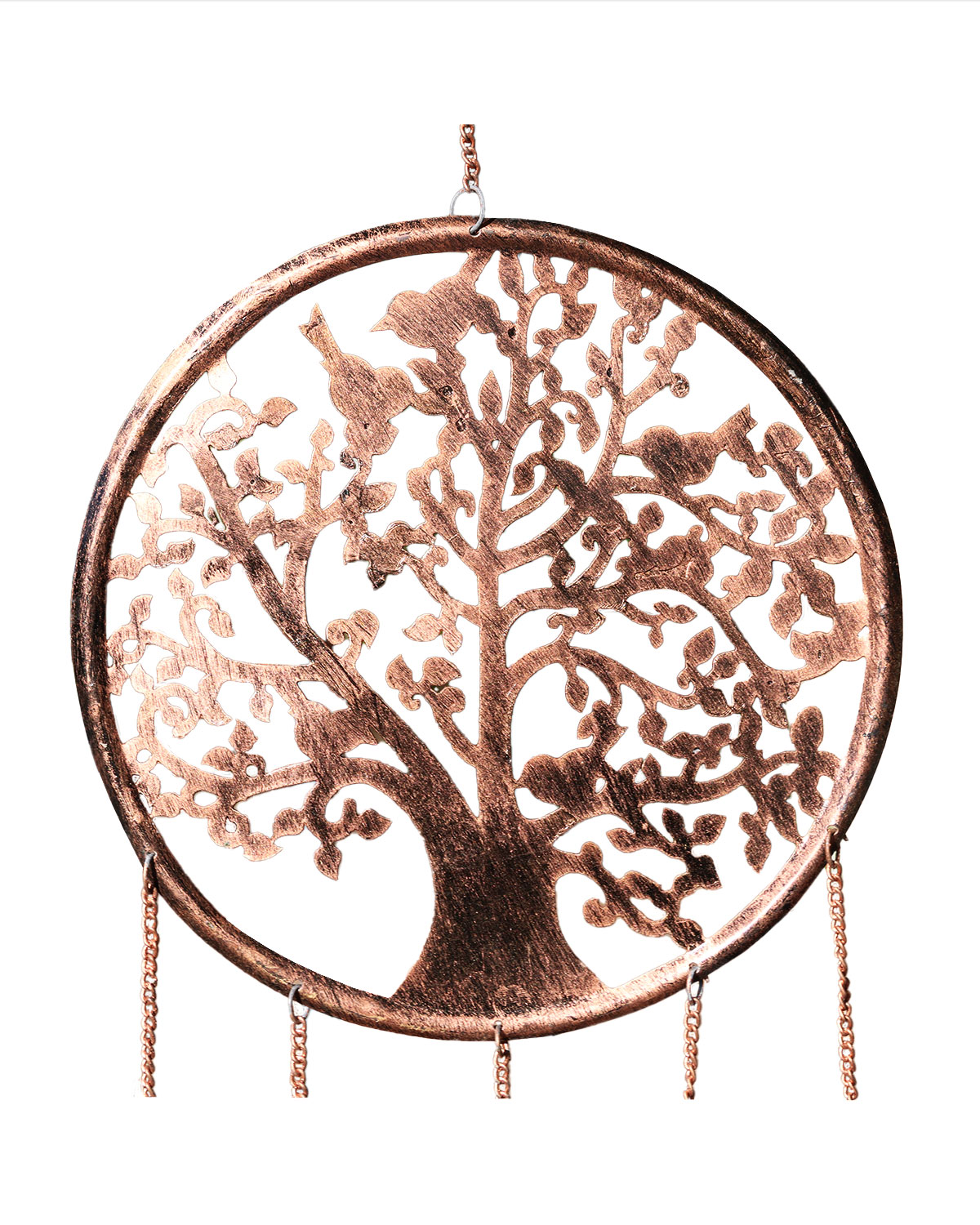 8514_2 CAMPANA DEL VENTO IN RAME ANTICHIZZATO ALBERO DELLA VITA GIGANTE