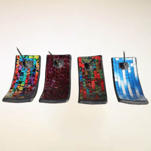 PORTAINCENSI IN TERRACOTTA CON SPECCHIETTI BARCHETTA