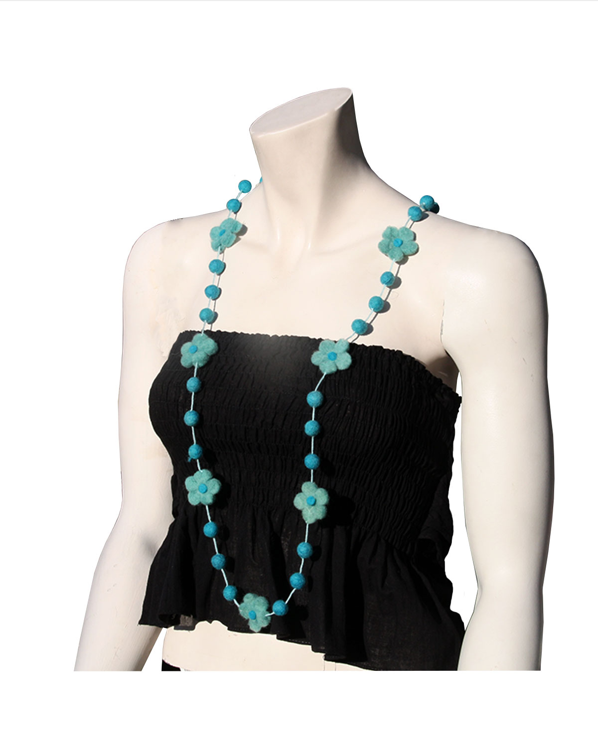 3913 COLLANA IN LANA COTTA CON MARGHERITE UNA FILA