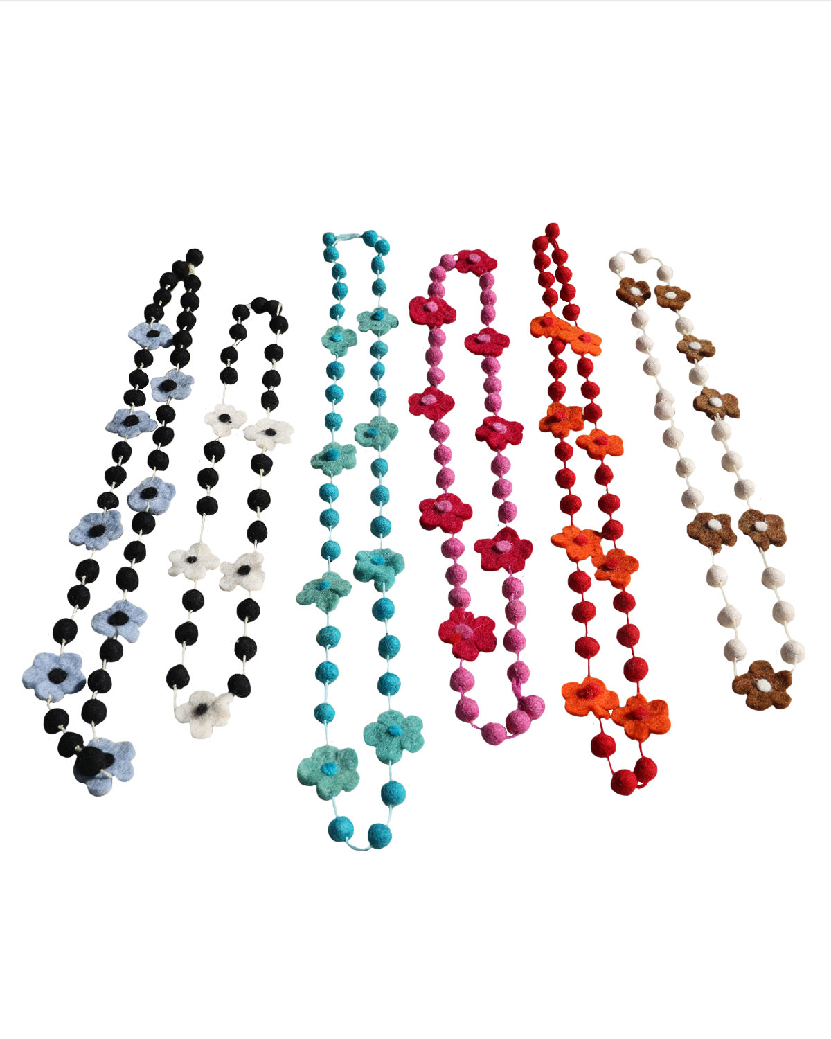 3913_2 COLLANA IN LANA COTTA CON MARGHERITE UNA FILA