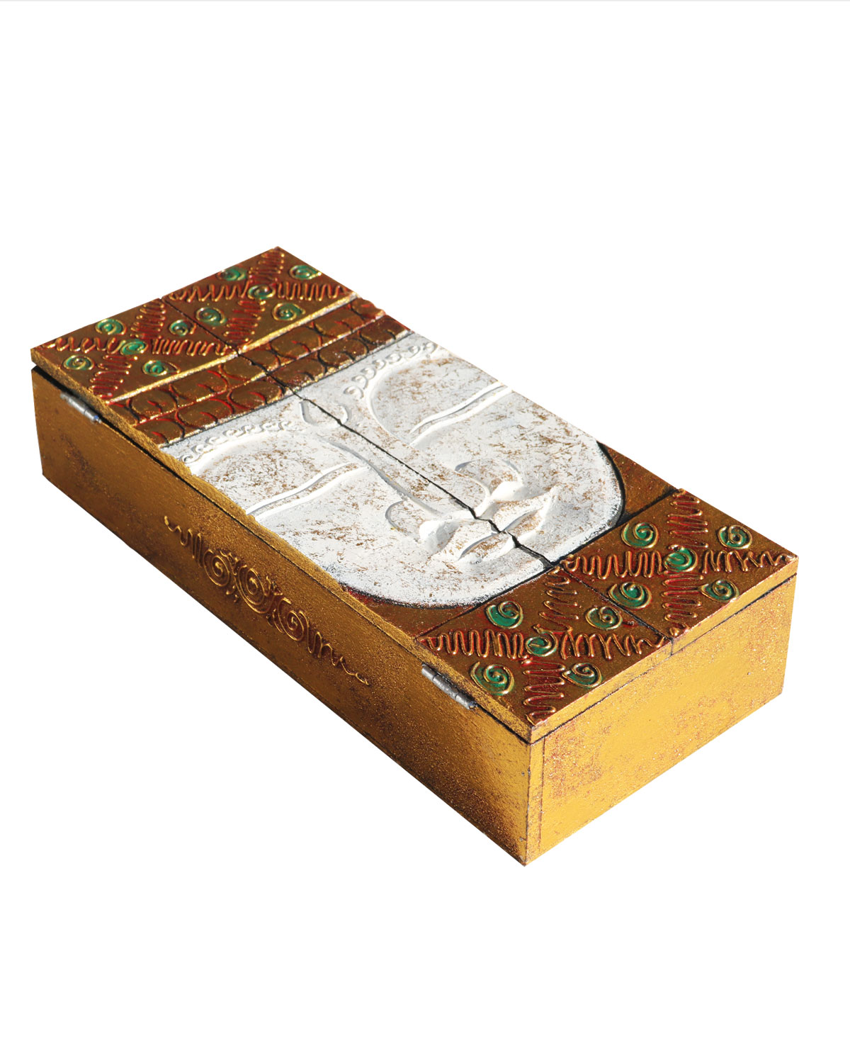 5002_2 SCATOLA IN LEGNO DUE ANTINE CON BUDDHA O OM