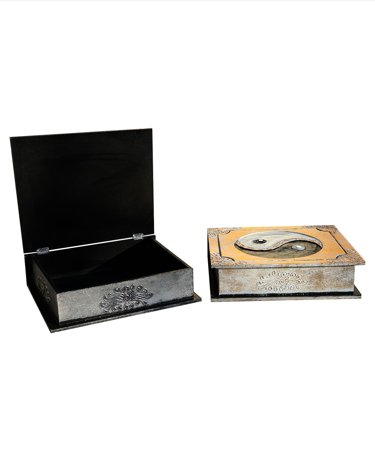 6992_2 SCATOLA IN LEGNO GIGANTE CON TAO ( CM 30 X 25 )