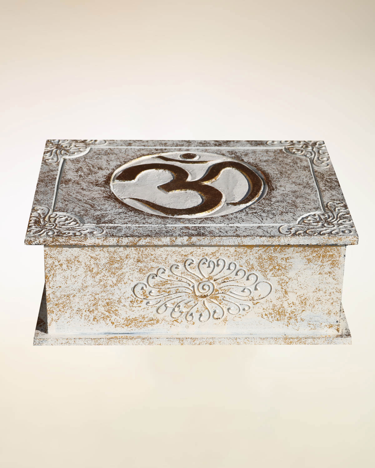 7065_1 SCATOLA COFANETTO CON OM ORO O ARGENTO ( CM 24 X 15 )