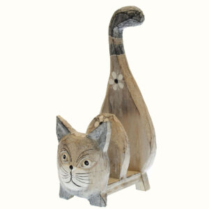 PORTATOVAGLIOLI GATTO 2 POSTI DECORATO CON FIORI