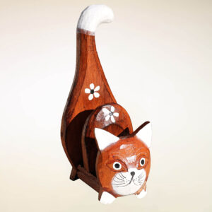 PORTATOVAGLIOLI GATTO 2 POSTI DECORATO CON FIORI