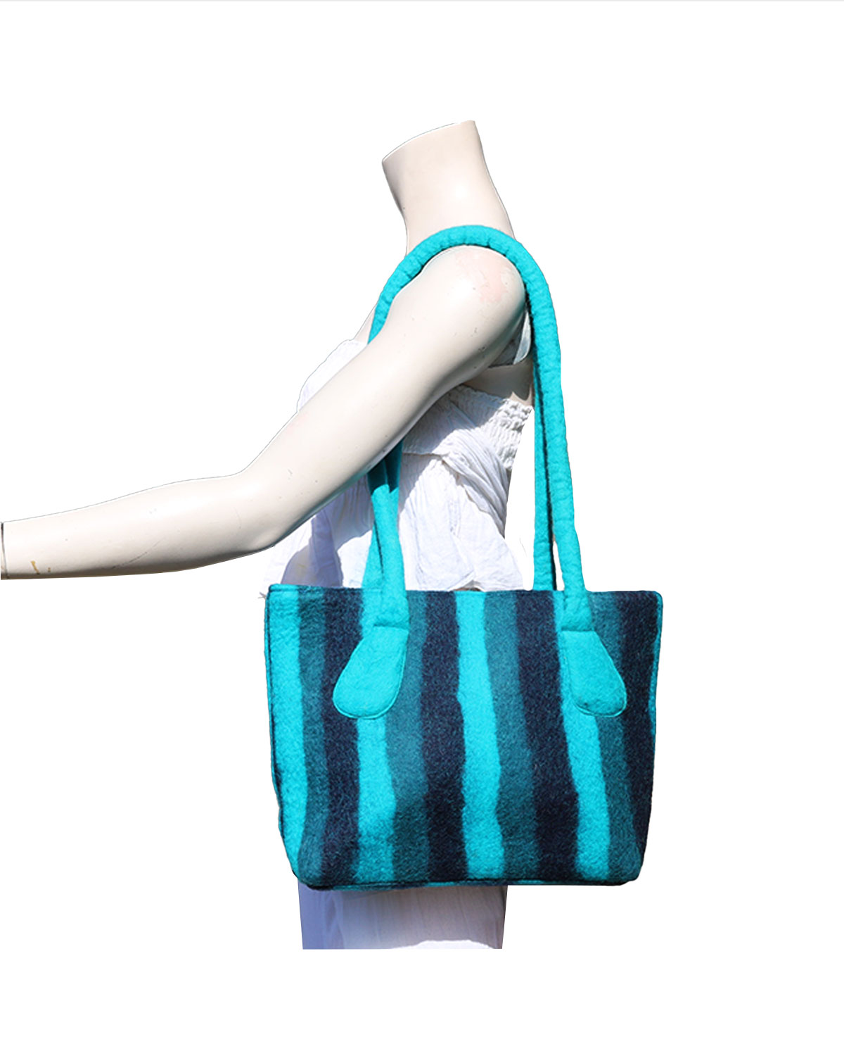 8479 BORSA RETTANGOLARE A RIGHE IN LANA COTTA