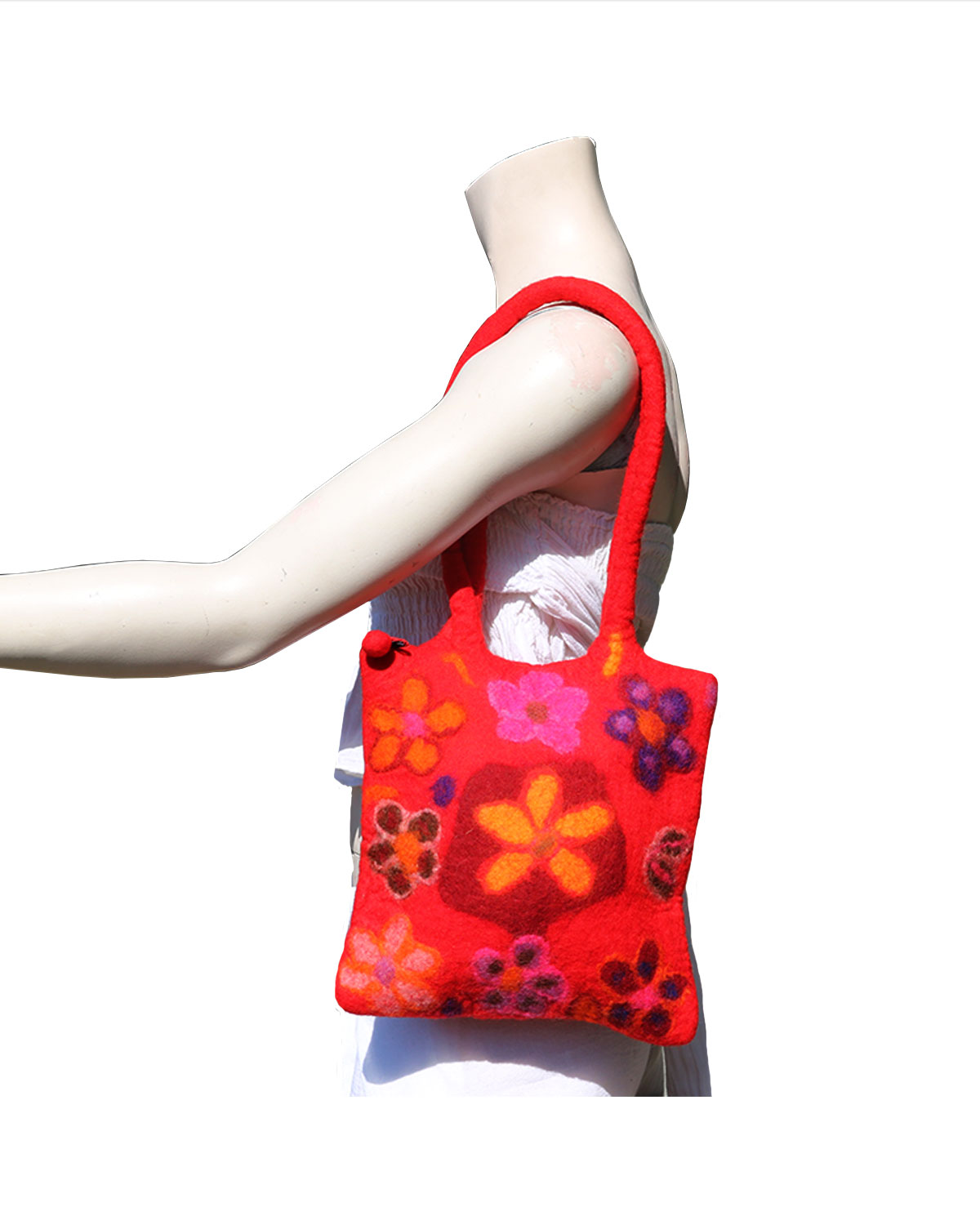 8480 BORSA IN LANA COTTA CON FIORI DISEGNATI MULTICOLORE