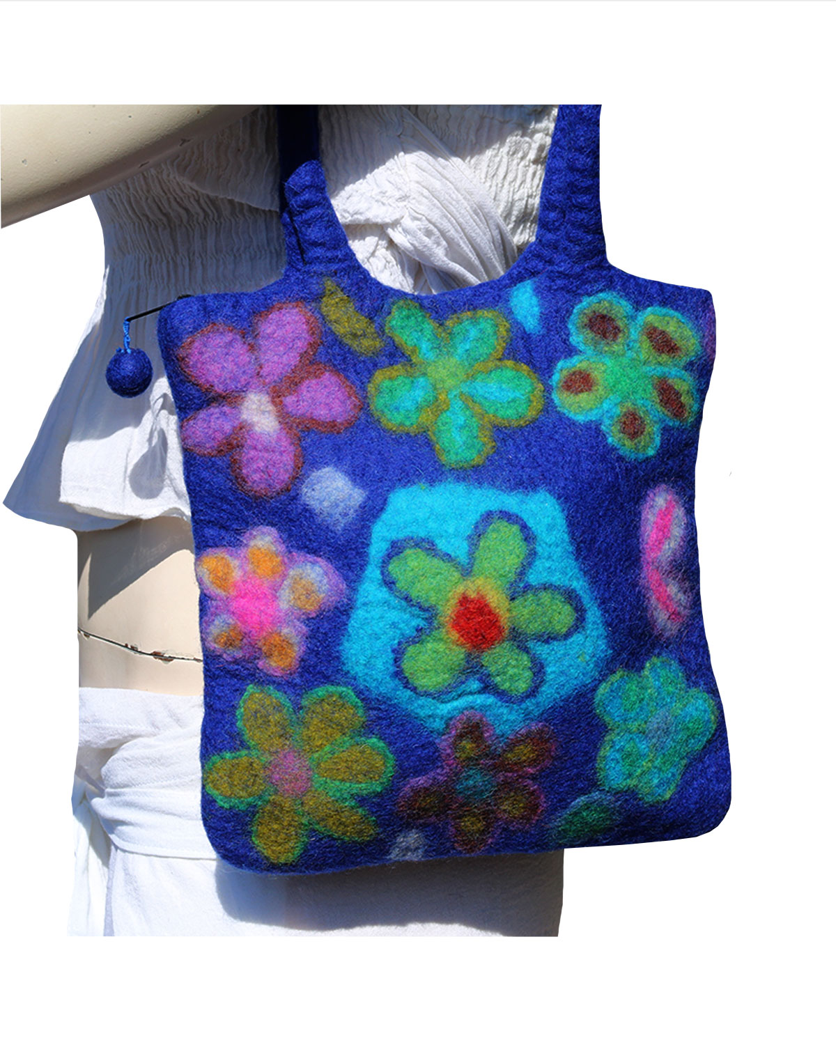 8480_1 BORSA IN LANA COTTA CON FIORI DISEGNATI MULTICOLORE