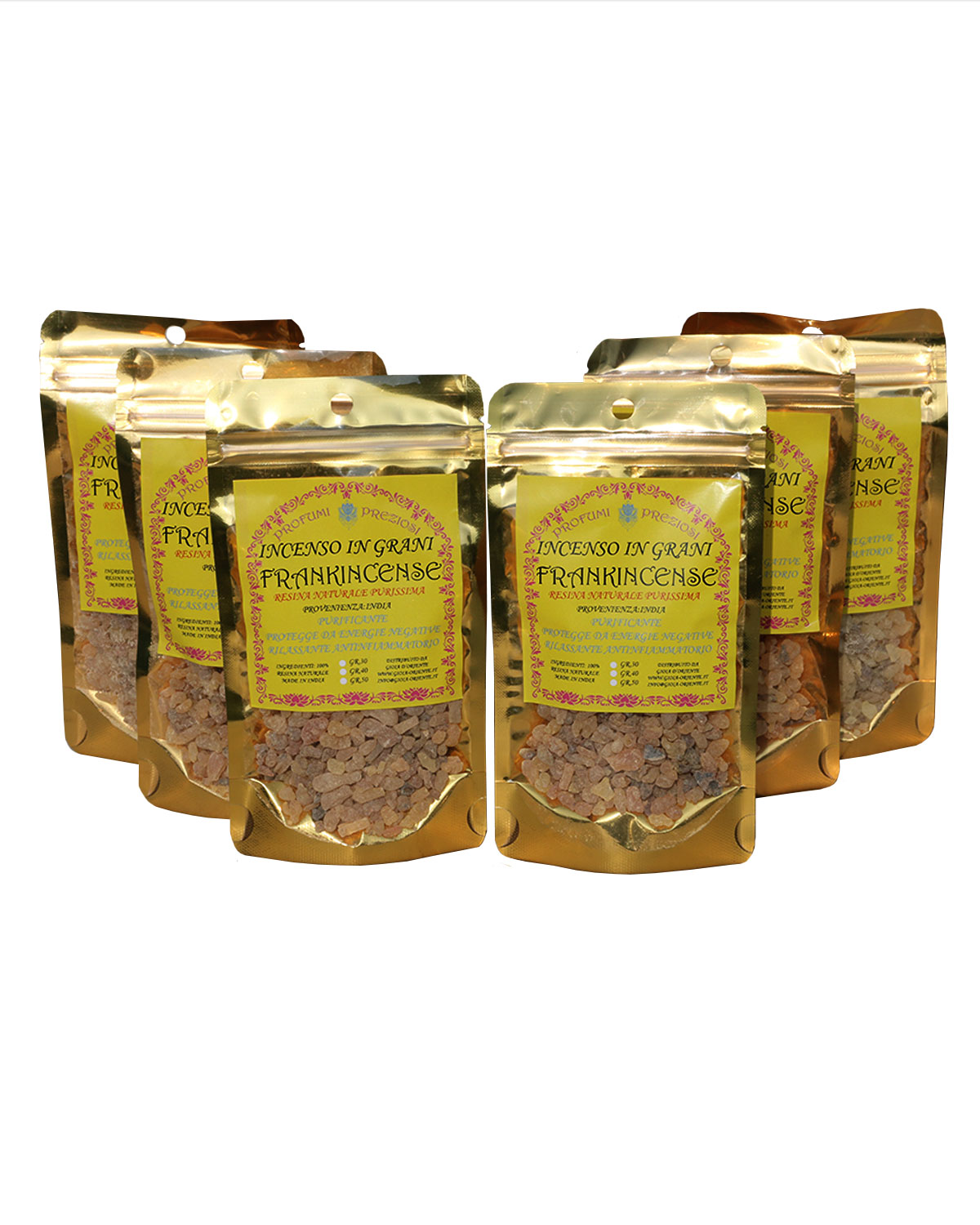 2264 INCENSO IN GRANI FRANK INCENSE LINEA PROFUMI PREZIOSI (6 p.oro x gr. 40 )