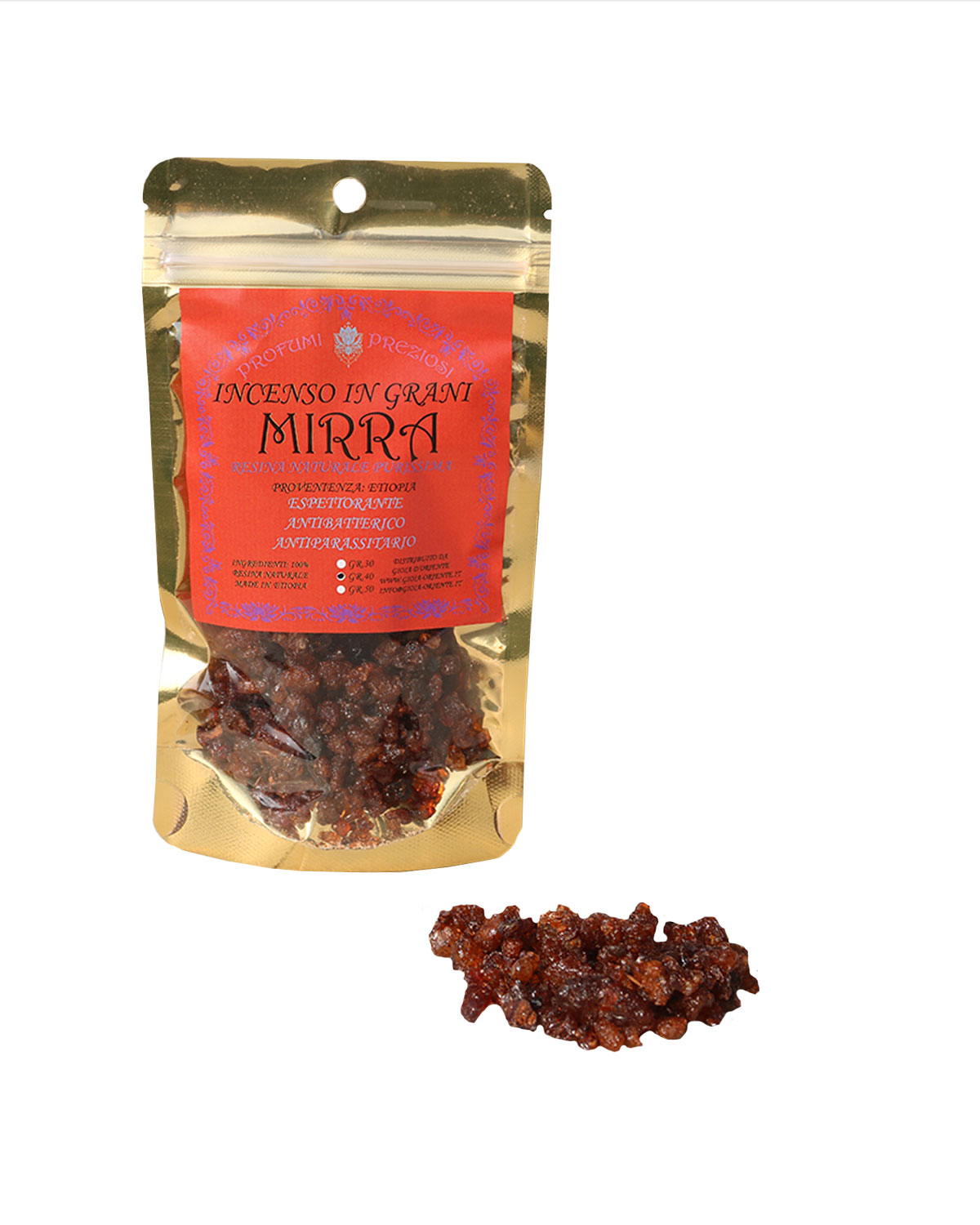 2483 INCENSO IN GRANI MIRRA LINEA PROFUMI PREZIOSI ( gr. 40 )