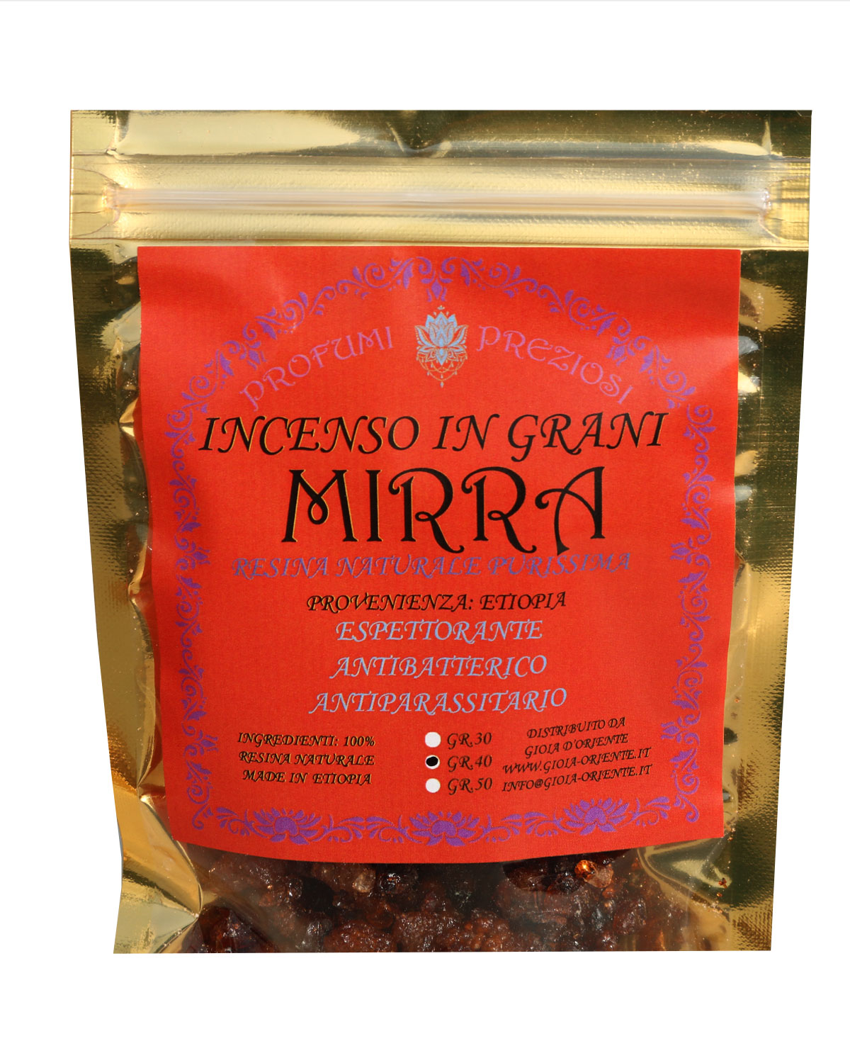 2483_2 INCENSO IN GRANI MIRRA LINEA PROFUMI PREZIOSI ( gr. 40 )