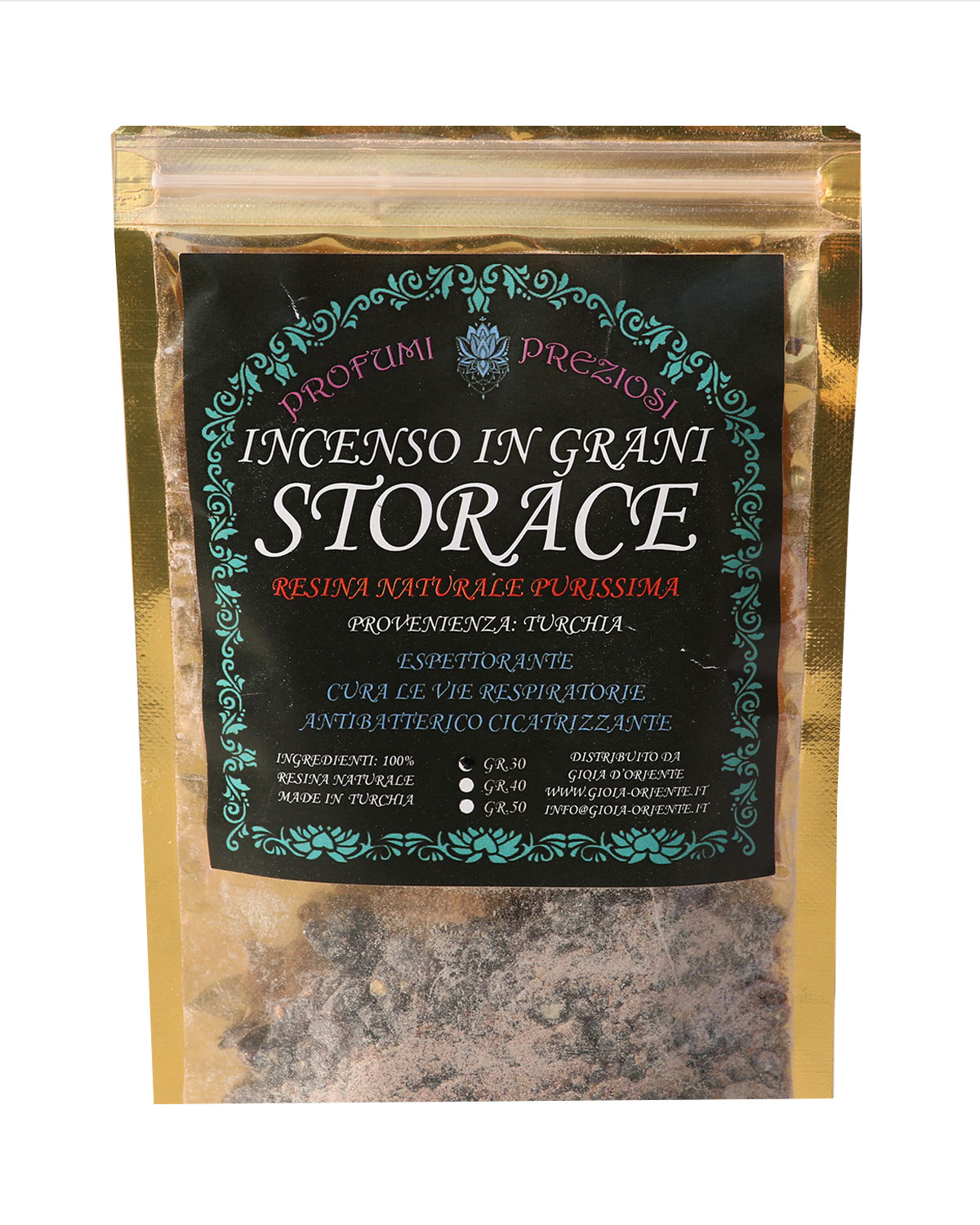3683_2 INCENSO IN GRANI STORACE LINEA PROFUMI PREZIOSI ( gr. 30 )