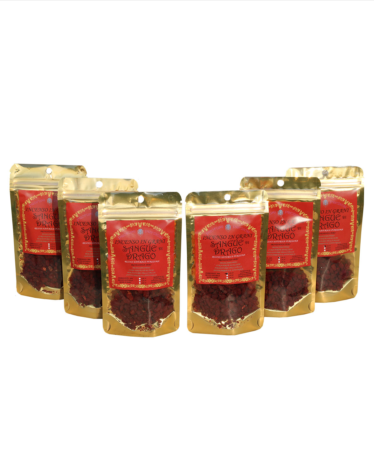 6940 INCENSO IN GRANI DRAGON'S BLOOD LINEA PROFUMI PREZIOSI (6 p.oro x gr. 30 )