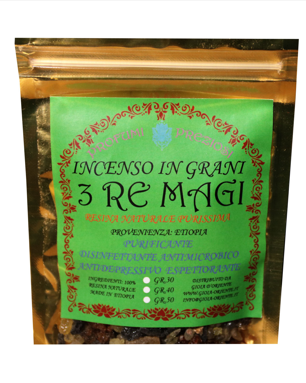 8213_2 INCENSO IN GRANI 3 RE MAGI LINEA PROFUMI PREZIOSI ( gr 40)