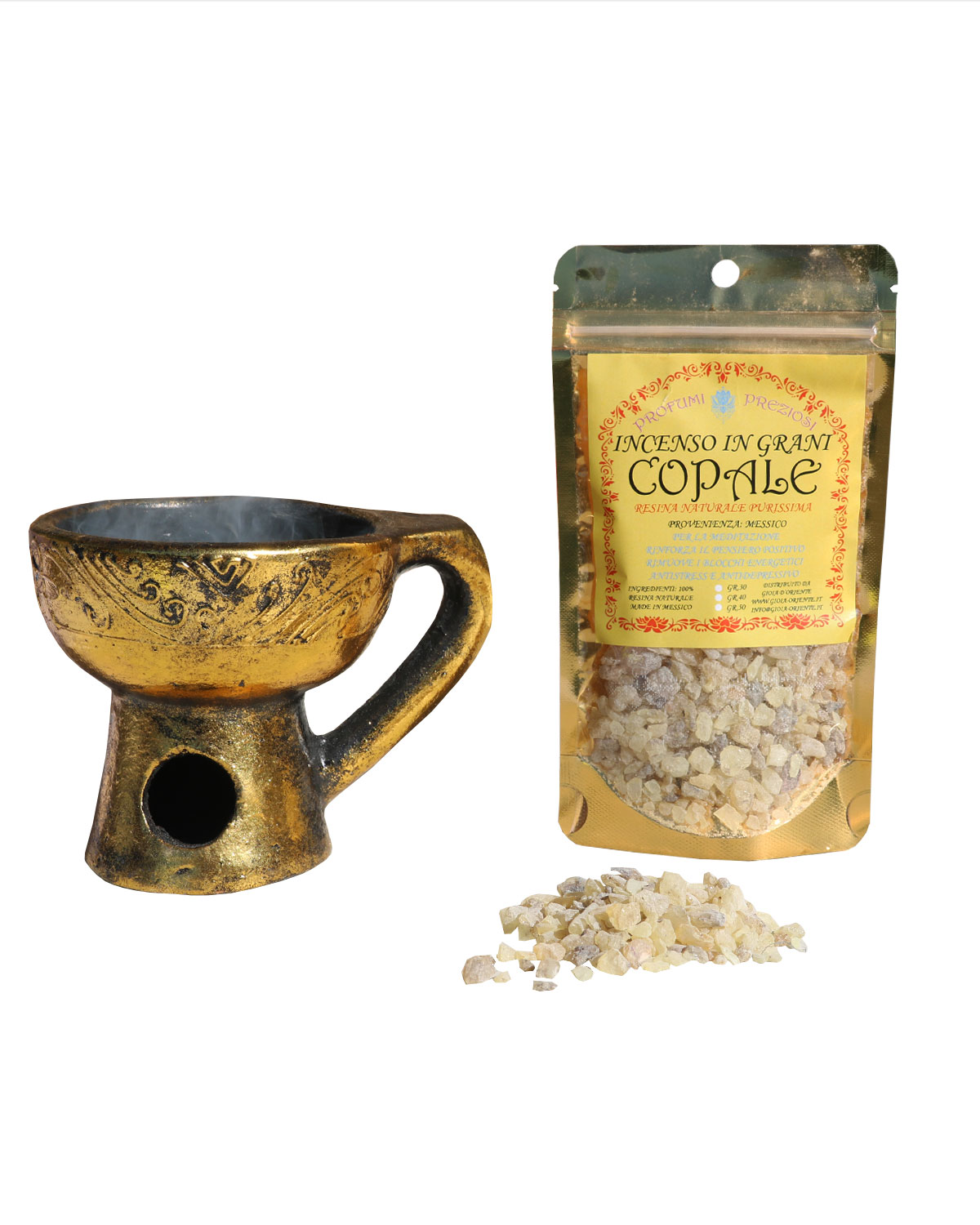 8496_1 INCENSO IN GRANI COPALE LINEA PROFUMI PREZIOSI (6 p.oro x gr. 40 )