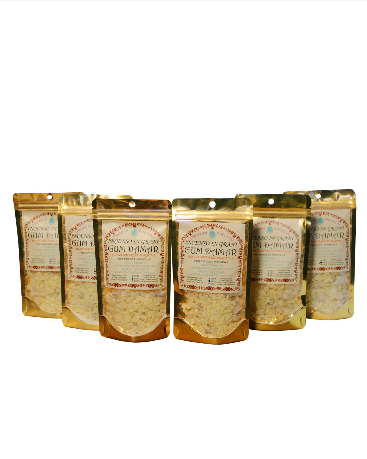 8499 INCENSO IN GRANI GUM DAMAR LINEA PROFUMI PREZIOSI (6 p.oro x gr. 40 )