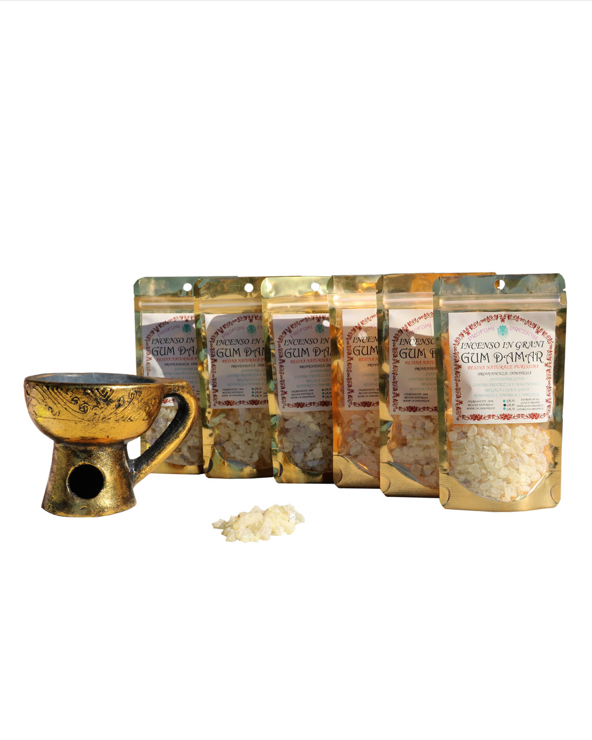8499_1 INCENSO IN GRANI GUM DAMAR LINEA PROFUMI PREZIOSI (6 p.oro x gr. 40 )