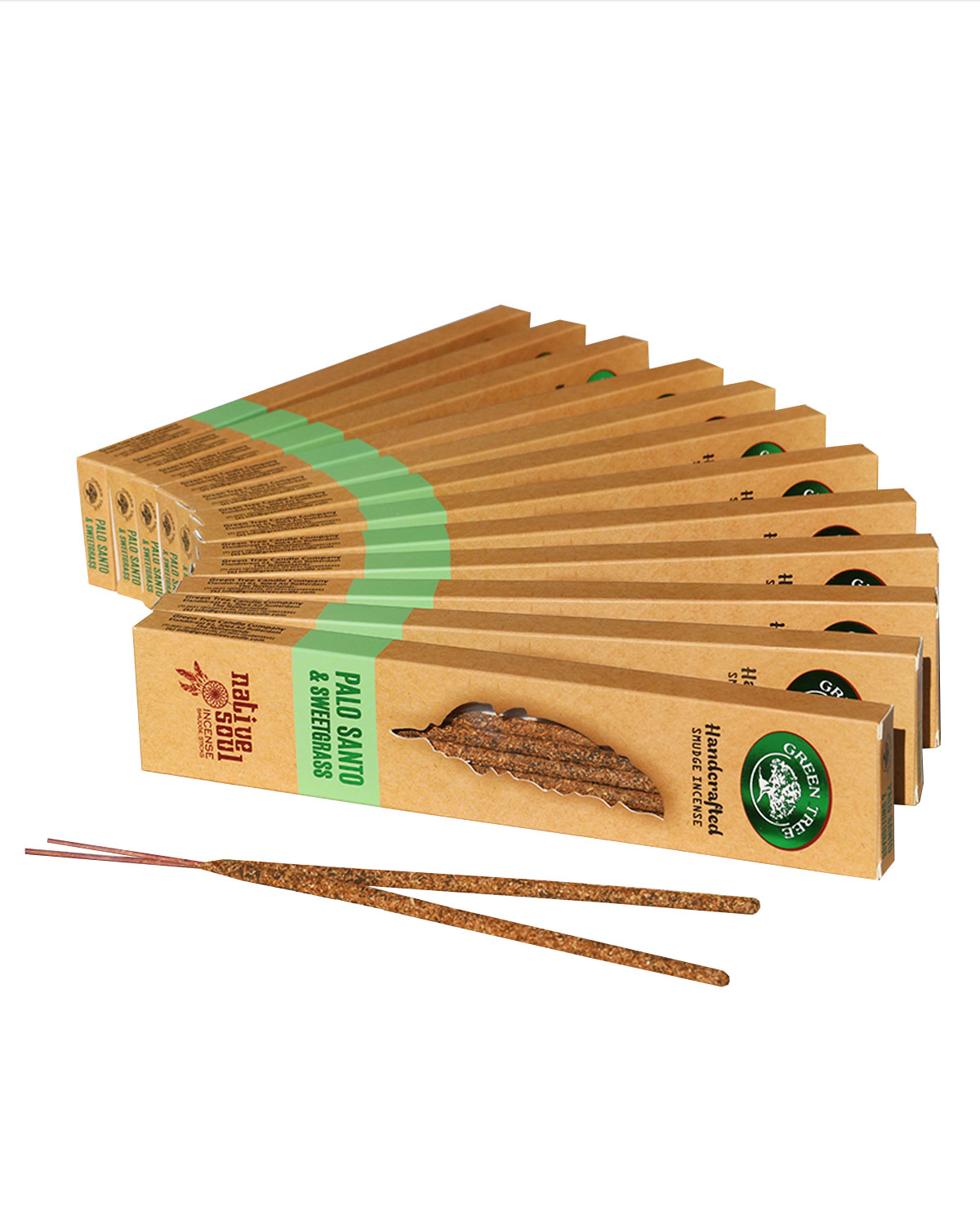 8517_1 INCENSI GREEN TREE NATIVE SOUL SMUDGE PALO SANTO & SWEETGRASS ( 1 pacchetto x 15 gr. )