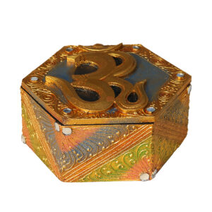 SCATOLA ESAGONALE GRANDE CON OM DORATE