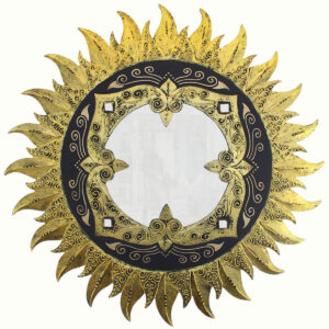 SPECCHIO CON RAGGI E PUNTE ORO O ARGENTO CM 80