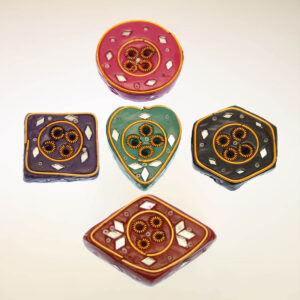 PORTAINCENSI  IN TERRACOTTA MINI COLORATA CON SPECCHIETTI