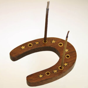 PORTAINCENSI IN LEGNO E OTTONE FERRO DI CAVALLO