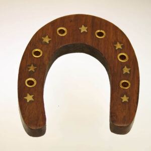 PORTAINCENSI IN LEGNO E OTTONE FERRO DI CAVALLO