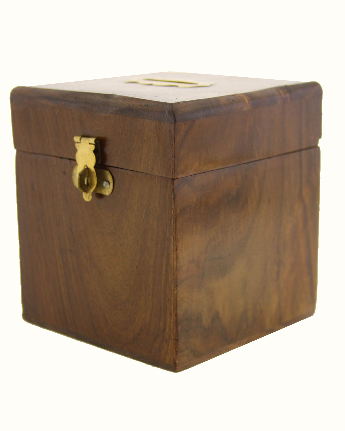 6734_2 SALVADANAIO QUADRATO IN LEGNO E OTTONE