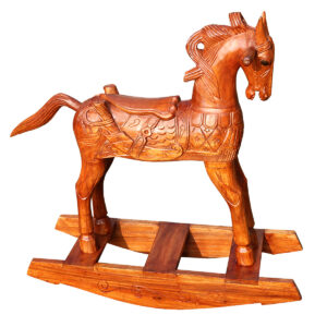CAVALLO A DONDOLO IN TEAK PREGIATO