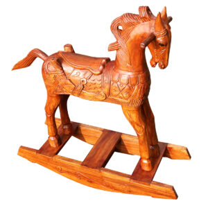 CAVALLO A DONDOLO IN TEAK PREGIATO