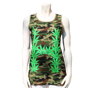 CANOTTA IN COTONE MIMETICA CON FOGLIE DI MARJIUNA