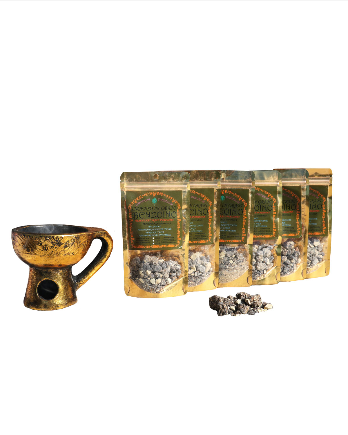 8500_1 INCENSO IN GRANI BENZOINO LINEA PROFUMI PREZIOSI (6 p.oro x gr. 40 )