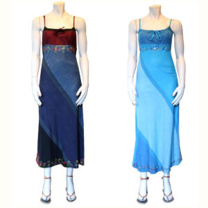 VESTITO LUNGO SARI COTTON CON RICAMI E SPECCHIETTI