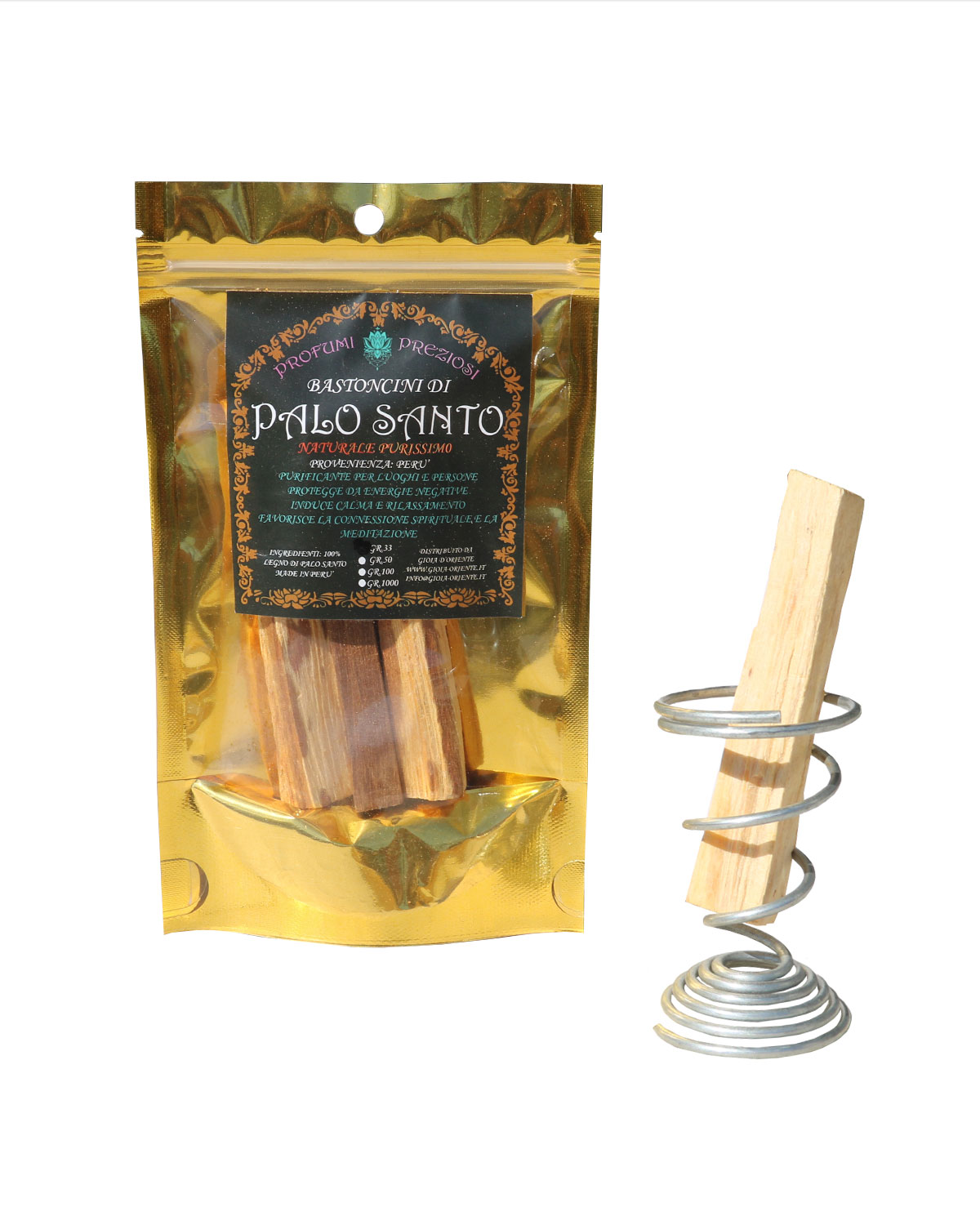 8632_1 PALO SANTO IN BASTONCINI BUSTA ORO LINEA PROFUMI PREZIOSI (33 GR)
