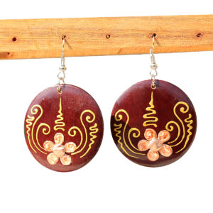 ORECCHINI IN LEGNO CON DECORI ORO E RAME
