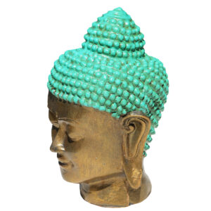 TESTA DEL BUDDHA IN RESINA DIPINTA