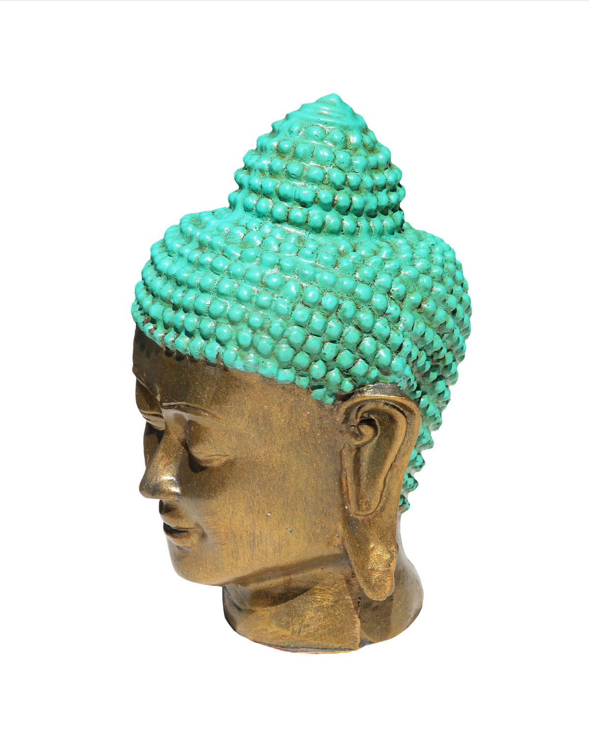 7785_1 TESTA DEL BUDDHA IN RESINA DIPINTA