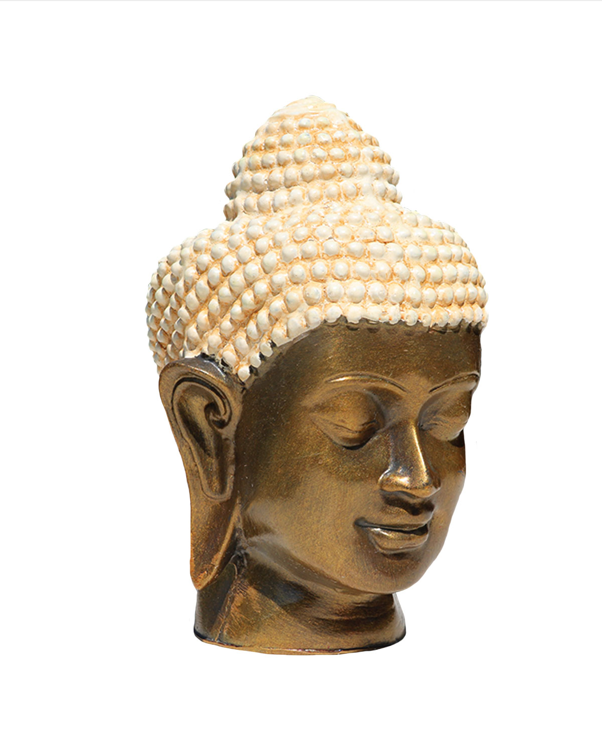 7785_2 TESTA DEL BUDDHA IN RESINA DIPINTA