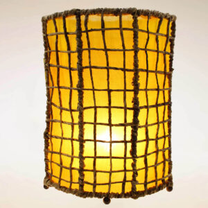 LAMPADA IN COTONE E BANANO A QUADRETTI 30 CM